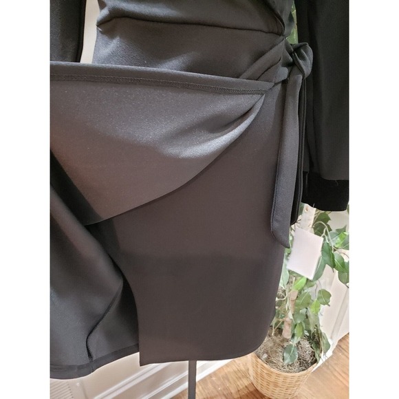 Velvet Fleur Women's Black Polyester V-Neck Long Sleeve Knee Length Dress Size 4 - Picture 6 of 14